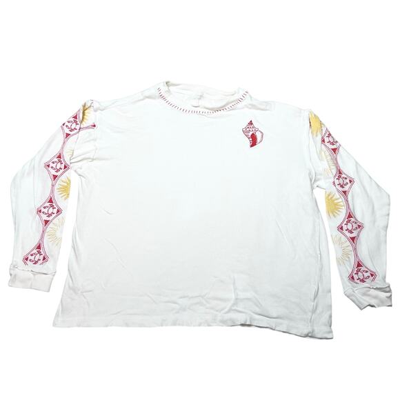 Free People We the Free Sea Friends Shirt Medium Long Sleeve Embroidered Tee - Picture 1 of 7